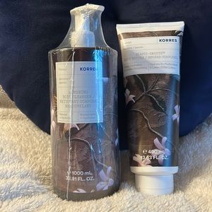 Korres body cleanser and body lotion